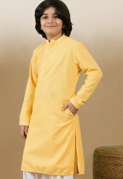 Chikankari Pure Cotton Kurta in Mustard