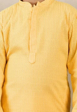 Chikankari Pure Cotton Kurta in Mustard