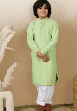 Chikankari Pure Cotton Kurta Set in Light Green
