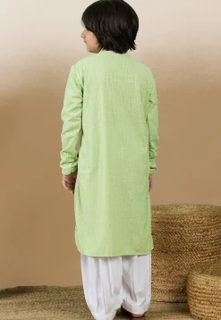 Chikankari Pure Cotton Kurta Set in Light Green