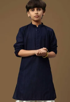 Chikankari Pure Cotton Kurta in Dark Blue