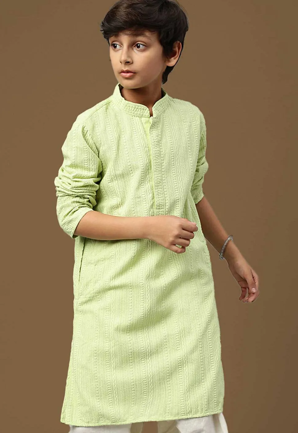 Chikankari Pure Cotton Kurta in Light Green