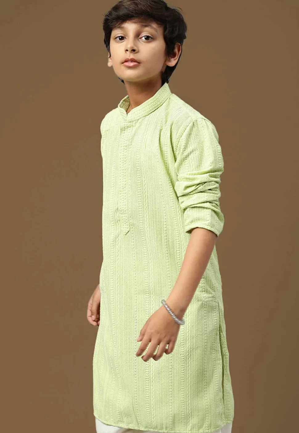 Chikankari Pure Cotton Kurta in Light Green
