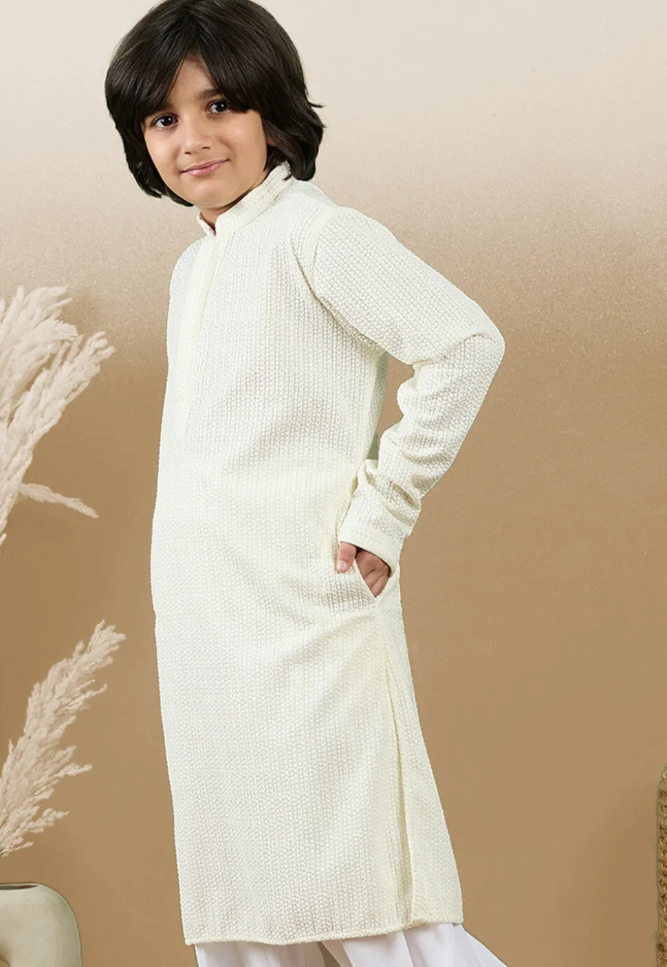 Chikankari Pure Cotton Kurta in Off White