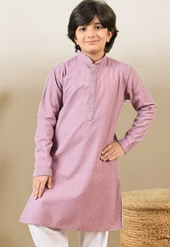 Chikankari Pure Cotton Kurta in Light Purple