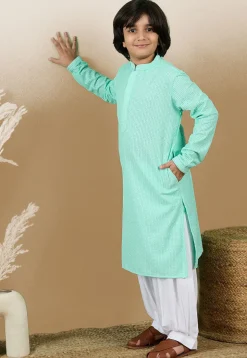 Chikankari Pure Cotton Kurta Set in Sea Green