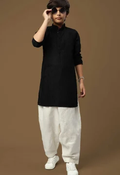 Chikankari Pure Cotton Kurta in Black
