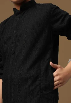 Chikankari Pure Cotton Kurta in Black