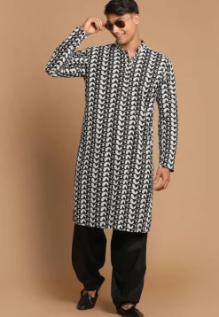 Chikankari Pure Cotton Kurta Set in Black