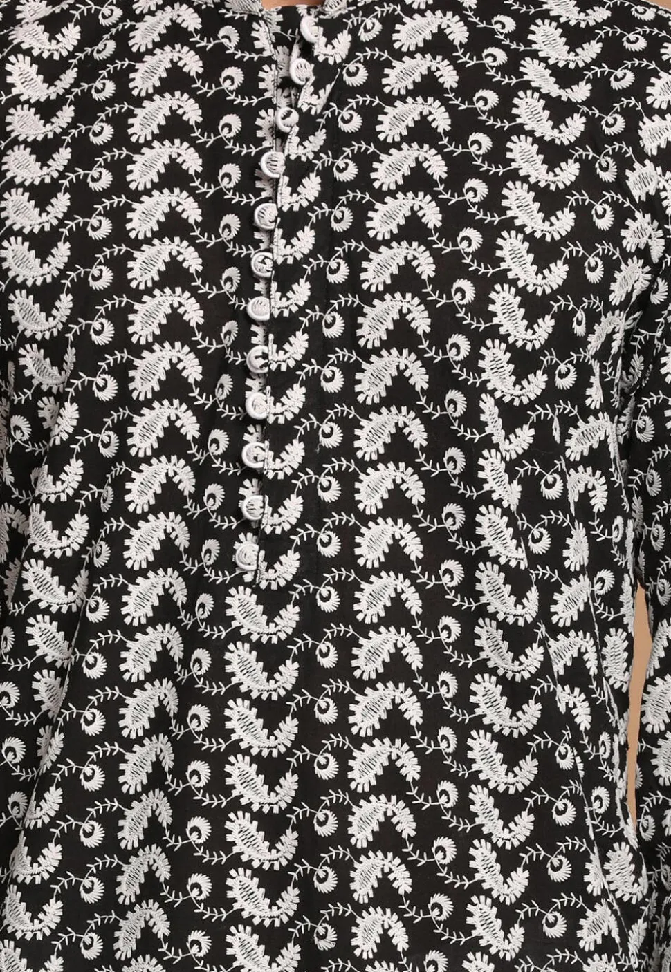 Chikankari Pure Cotton Kurta Set in Black