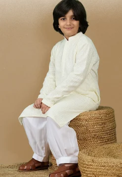 Chikankari Pure Cotton Kurta Set in Off White