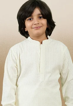 Chikankari Pure Cotton Kurta Set in Off White
