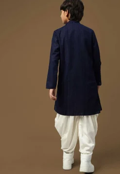 Chikankari Pure Cotton Kurta Set in Navy Blue
