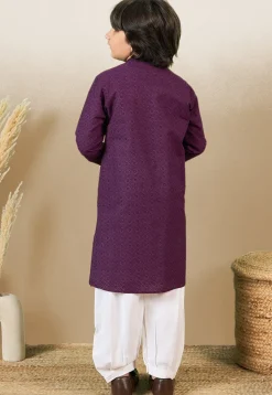 Chikankari Pure Cotton Kurta Set in Purple