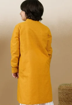 Chikankari Pure Cotton Kurta in Mustard