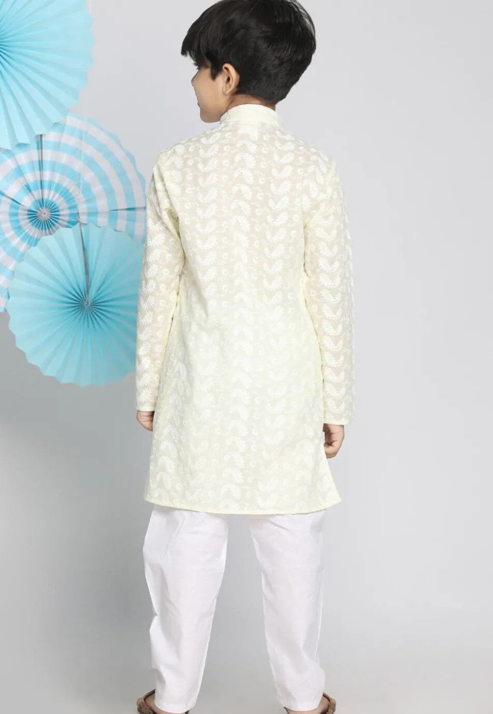 Chikankari Pure Cotton Sherwani Set in Cream