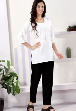 Chikankari Rayon Short Kurti in Off White