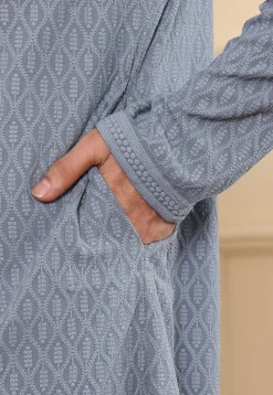 Chikankari Viscose Rayon Kurta Set in Grey