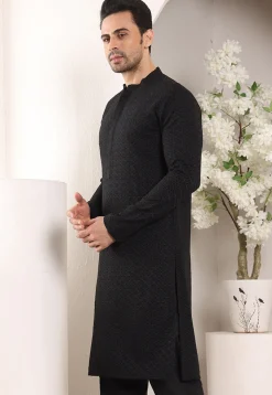 Chikankari Viscose Rayon Kurta in Black