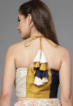 Color Block Taffeta Silk Blouse in Multicolor