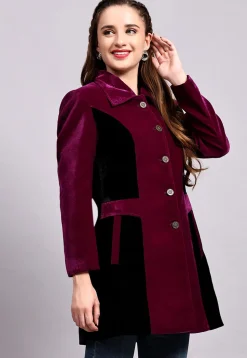 Color Block Velvet Jacket in Magenta and Black
