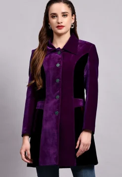 Color Block Velvet Jacket in Purple and Black