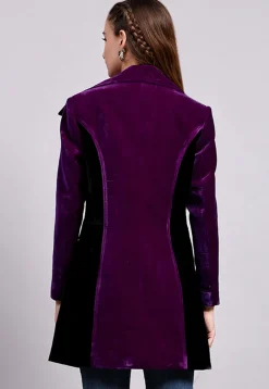 Color Block Velvet Jacket in Purple and Black