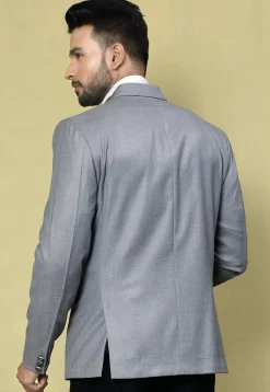 Color Blocked Cotton Rayon Blazer in Grey
