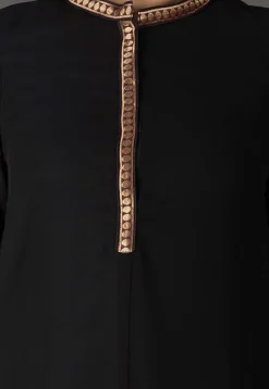 Color Blocked Georgette Straight Suit in Black