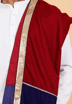 Color Blocked Velvet Men Dupatta in Multicolor