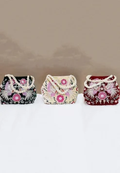 Combo Hand Embroidered Velvet Potli Bag in Multicolor