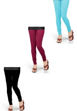 Combo of Solid Color Lycra Leggings in Multicolor