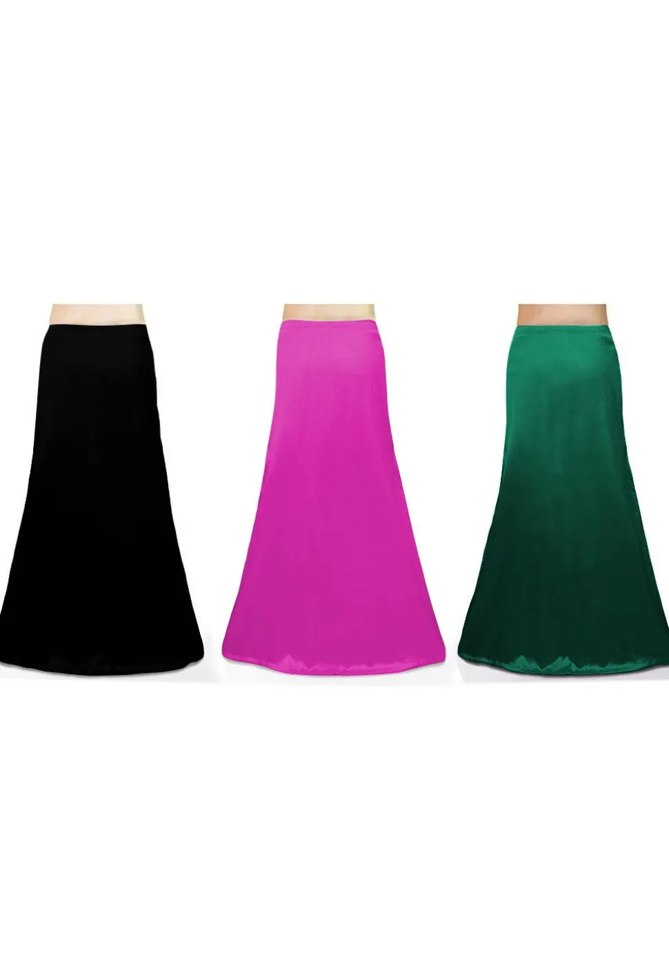 Combo of Solid Color Satin Petticoats in Multicolor