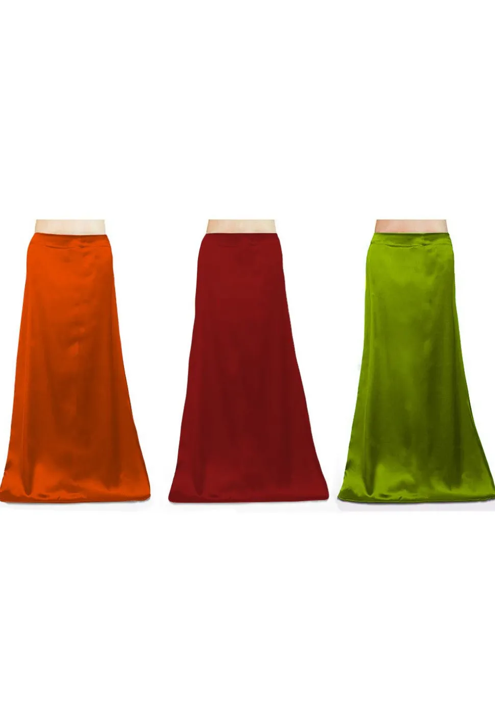 Combo of Solid Color Satin Petticoats in Multicolor