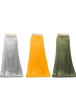 Combo of Solid Color Satin Petticoats in Multicolor