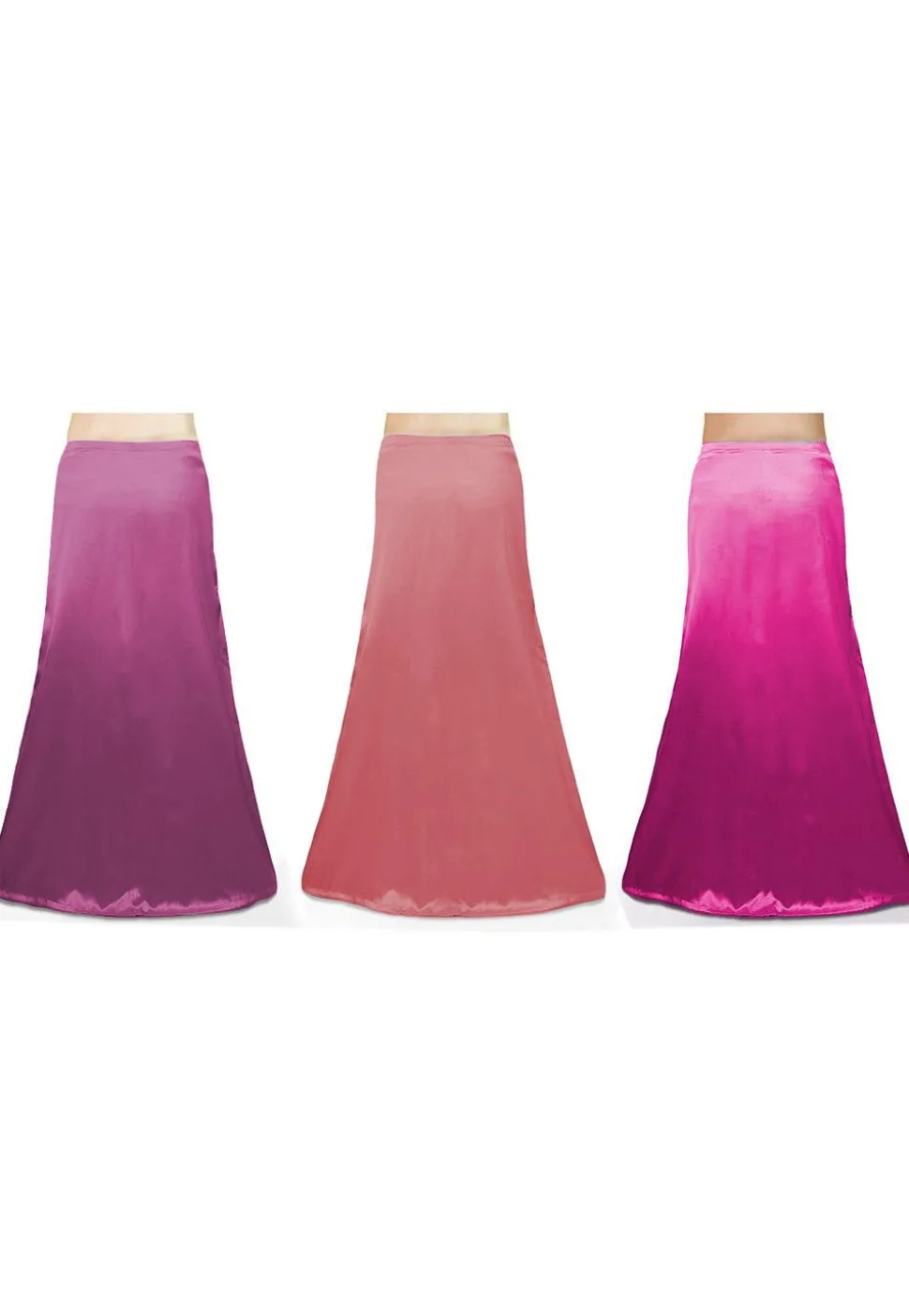 Combo of Solid Color Satin Petticoats in Pink
