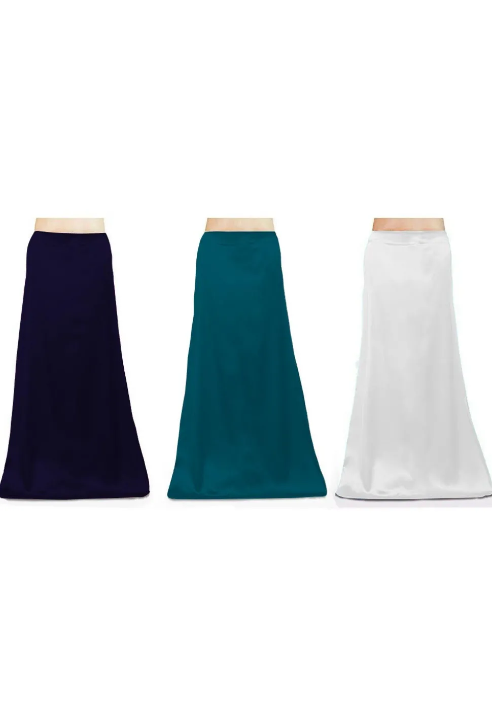 Combo of Solid Color Satin Petticoats in Blue and White