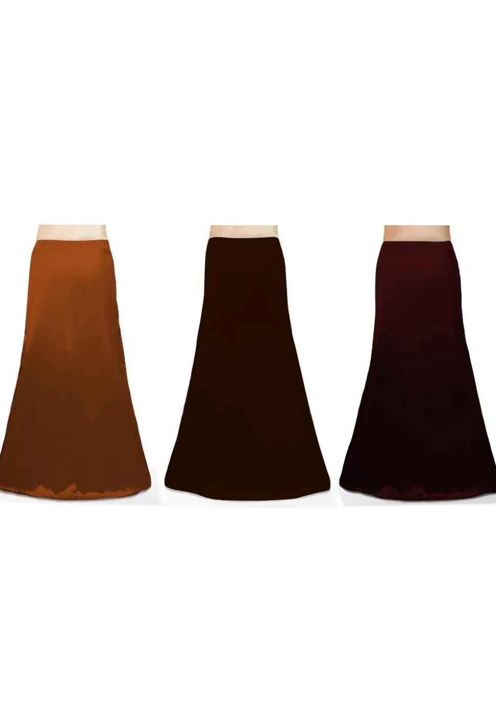Combo of Solid Color Satin Petticoats in Multicolor