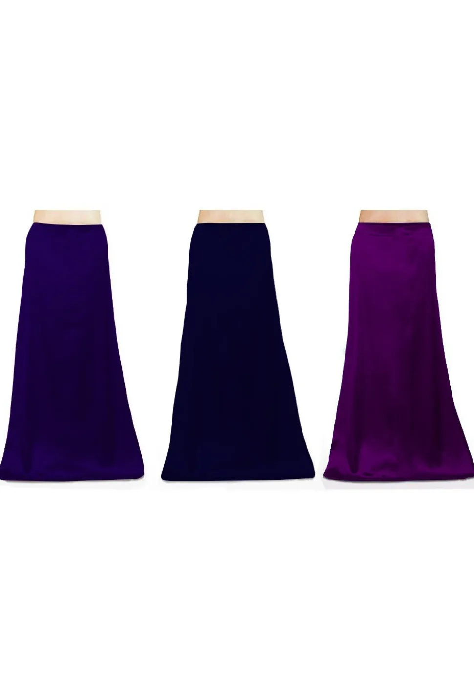 Combo of Solid Color Satin Petticoats in Blue and Purple