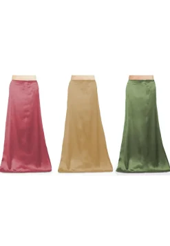 Combo of Solid Color Satin Petticoats in Multicolor