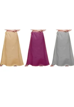 Combo Set Cotton Petticoat in Beige, Purple and Grey