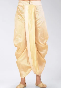 Contrast Border Dupion Silk Dhoti Pant in Beige
