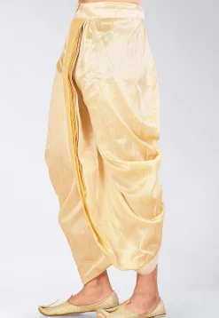 Contrast Border Dupion Silk Dhoti Pant in Beige