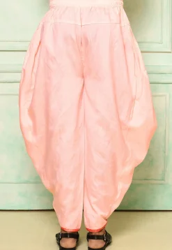 Contrast Border Dupion Silk Rajwara Dhoti Pant in Peach