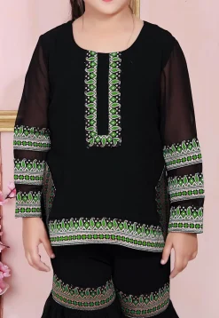 Contrast Border Georgette Pakistani Suit in Black