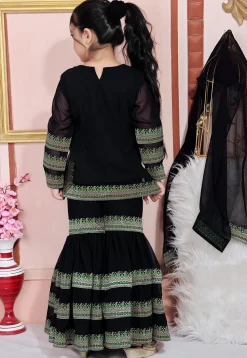 Contrast Border Georgette Pakistani Suit in Black
