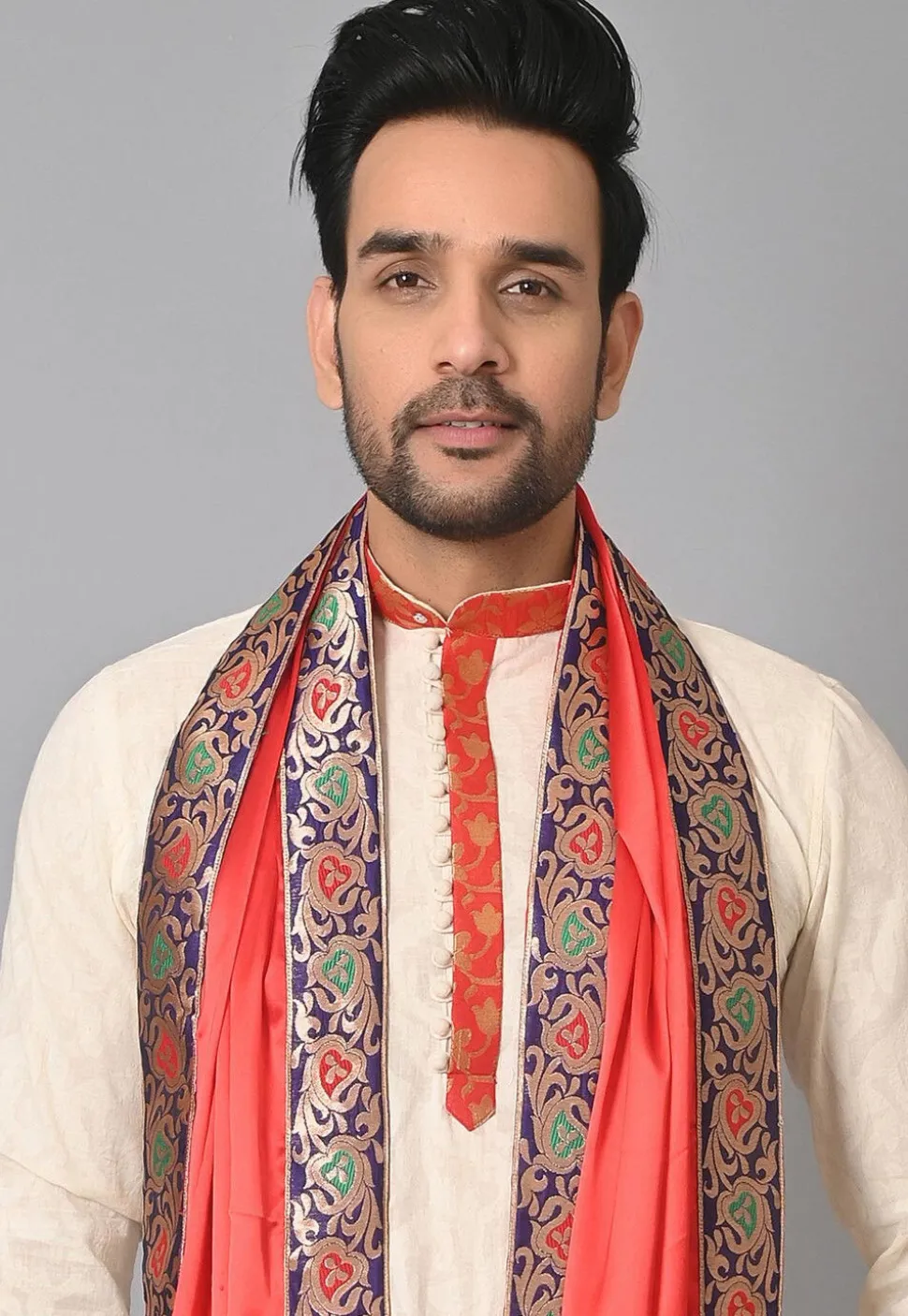 Contrast Border Satin Dupatta in Red
