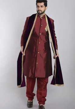 Contrast Border Velvet Dupatta in Violet