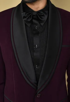 Contrast Collar Polyester Tuxedo in Magenta