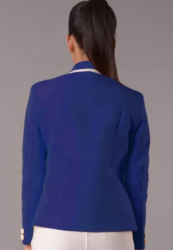 Contrast Trim Art Silk Jacket in Royal Blue